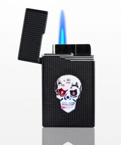 Skull Windproof Flashing Light Metal Lighter