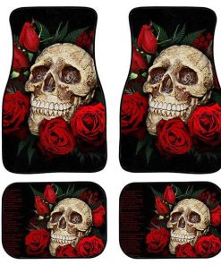 Gothic Skull Red Roses Fashion Designer Car Floor Mats