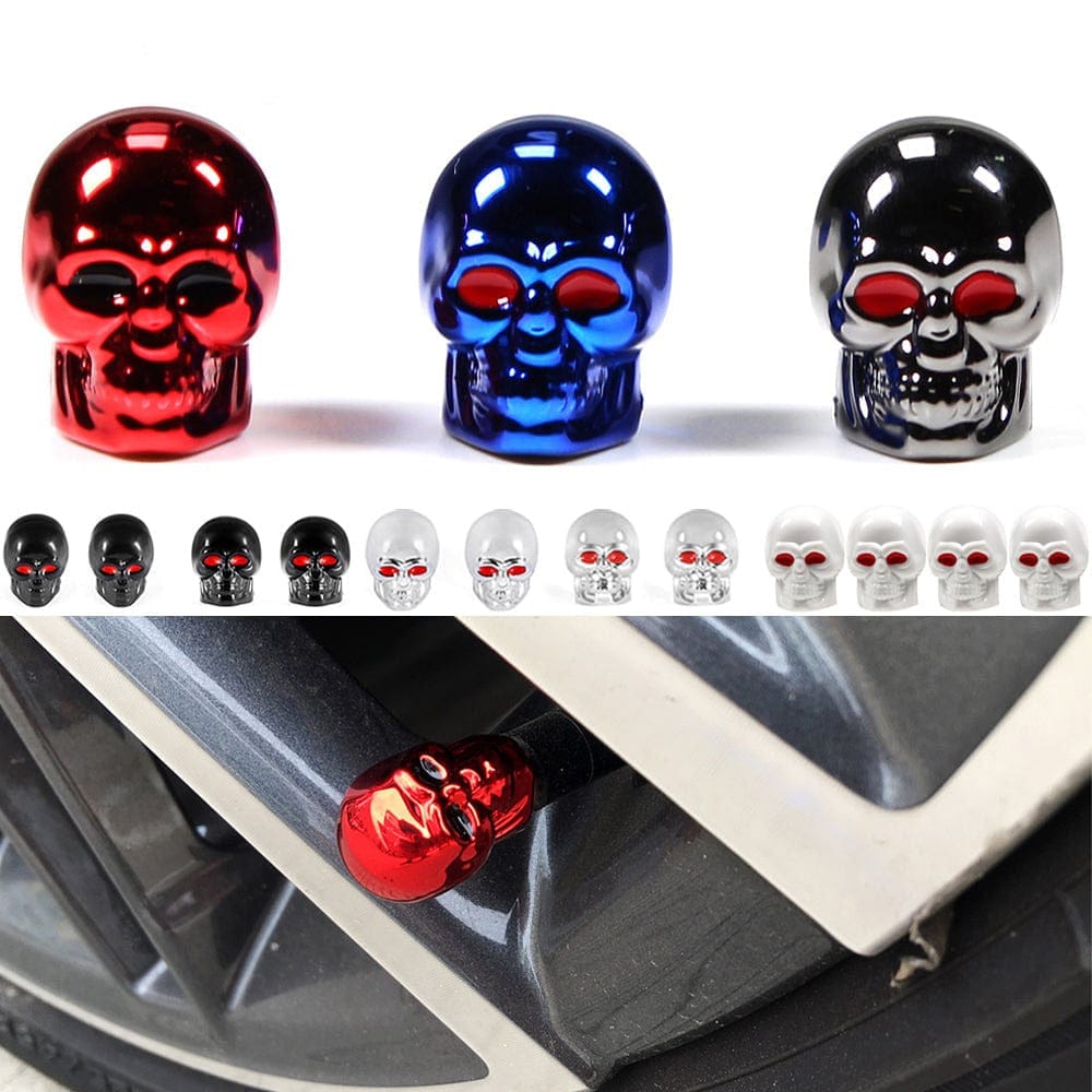 4Pcs/Set Universal Car Skull Style Antirust Copper Valve Stem Caps