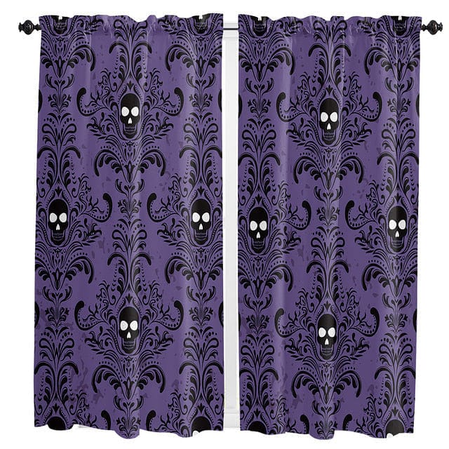 Skull Purple Whiye Eyes Curtains For Home Decorative