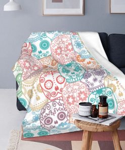 Colorful Mexican Sugar Skull Throw Blanket