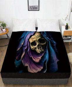 Skull Flower Center 1pc Elastic Fitted Sheet With An Elastic Band