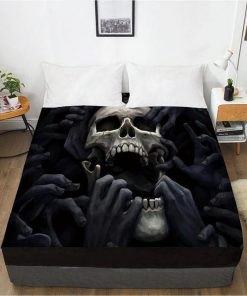 Skull Hands In Mouth 1pc Elastic Fitted Sheet With An Elastic Band