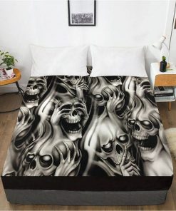 Scary Skulls Elastic Fitted Bed Sheet With An Elastic Band 1pc