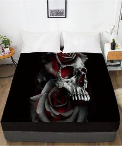 Rose Skull Elastic Fitted Bed Sheet With An Elastic Band 1pc