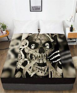 Scary Skull Eyes Elastic Fitted Bed Sheet With An Elastic Band 1pc