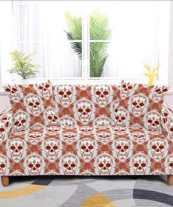 Skull Brown Sofa Cover Stretch Slipcover Furniture Protector Elastic 1/2/3/4-Seat