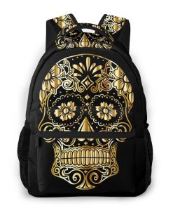 Gold Sugar Skull Backpacks For Boys and Girls