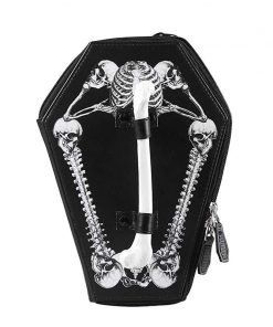 Black Skull Coffin Casket Shaped Gothic Bag