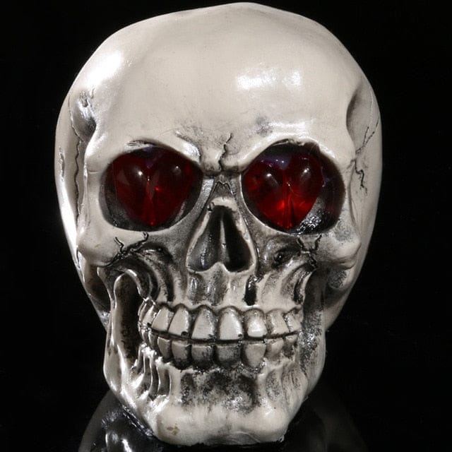 LED Eyes Resin Skull Head Statue Demon Sculpture Home Decor