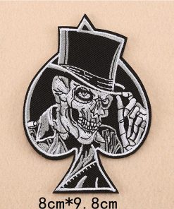 Spades Poker Skull Embroidery Patches for Clothing Iron or Sew On