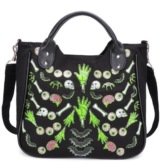 Skull Eyeballs Bones Gothic Women Shoulder Bag Handbag