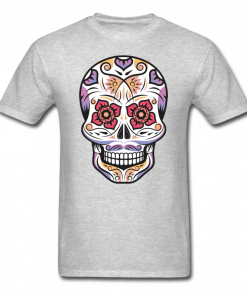 Men’s Flower Skull Comfortable T-Shirt 4 Colors