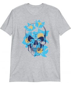 Blue Flower Skull – T-Shirt