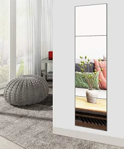 Full Length Mirror Tiles, 4Pcs 12×11 Inch Glass Full Body Wall Mirror for Home Gym Bedroom Living Room Closet Door Dorm