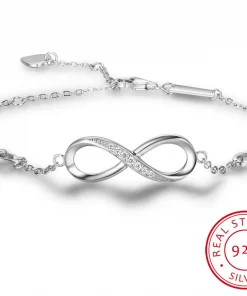 925 Sterling Silver Infinity Bracelets for Women, Adjustable Friendship Bracelets & Bangles Wedding Gift Ideas