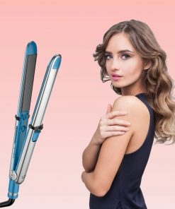 LED 2 in 1 Curling and Straightening Nano Titanium Styling Iron