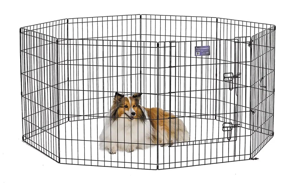 MidWest Homes For Pets Metal Black Exercise Pet Dog Playpen with Door, 30"H 36"H 42"H