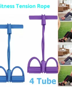 Fitness Resistance Bands – 4 Tubular Pedal Ankle Puller