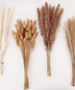 Dried Pampas Grass Decor, 100 PCS Pampas Grass Contains Bunny Tails Dried Flowers, Reed Grass Bouquet for Wedding Boho Flowers Home Table Decor, Rustic Farmhouse Party