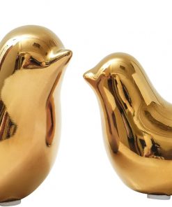Small Birds Statues Gold Home Decor Modern Style Figurine Decorative Ornaments for Living Room, Bedroom, Office Desktop, Cabinets