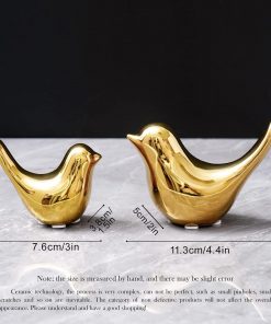 Small Birds Statues Gold Home Decor Modern Style Figurine Decorative Ornaments for Living Room, Bedroom, Office Desktop, Cabinets