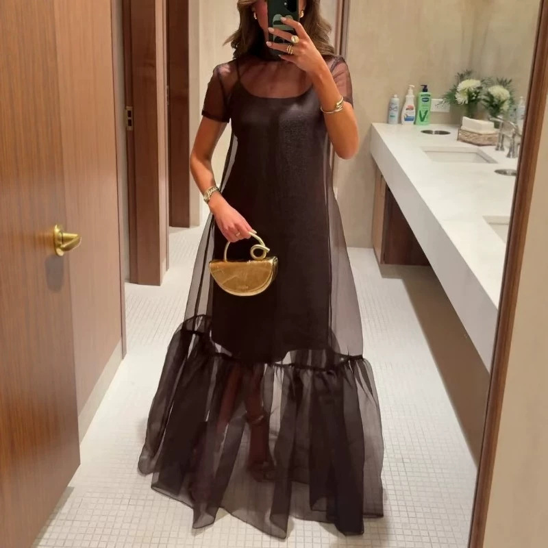 Summer Elegant Stand-collar Dress Fashionable Two-piece Set