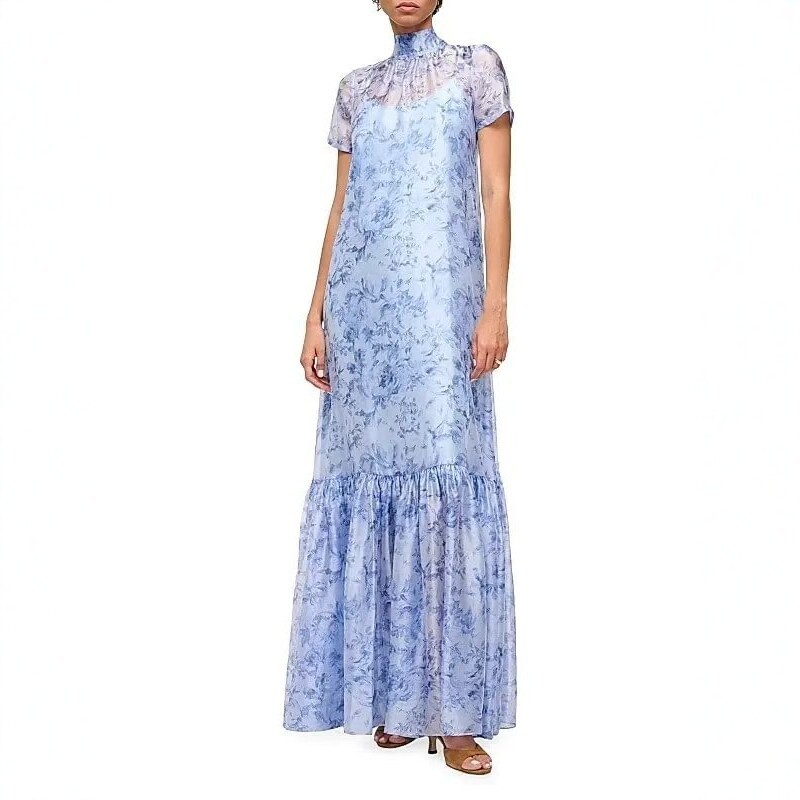 Summer Elegant Stand-collar Dress Fashionable Two-piece Set